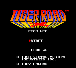 Tiger Road title screen for TurboGrafx-16